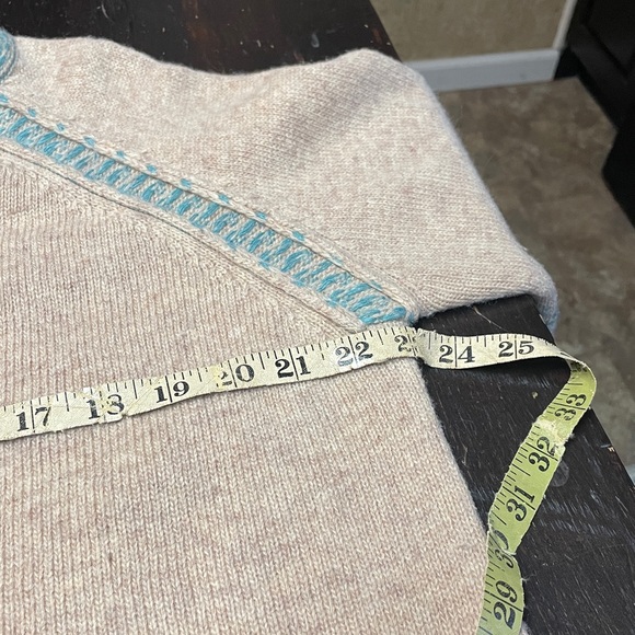 Sundance Sophie Lambswool Fair Isle Button Down Sweater Tan/Blue Size XL. - Picture 7 of 9